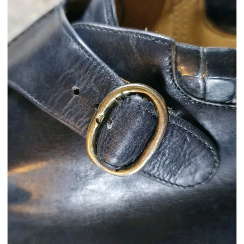 Vintage Mezlan Size 11.5 Crocodile Blue Handmade In Spain Monk Shoes *Read Desc.